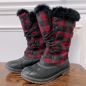 LL Bean Rangeley Pac Boots Snow Buffalo Check Fur Lined Waterproof Size 7 Winter